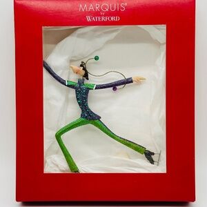 Marquis by Waterford Giddie Guy Gliding Ice Skater Metal Christmas Ornament 2004